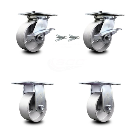 Service Caster 5 Inch Semi Steel Caster Brakes/Swivel Locks and 2 Rigid, 2PK SCC-35S520-SSB-SLB-BSL-2-R-2